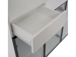 Vitrine 120x36x200 cm com LED - 6 portas de vidro e 3 gavetas - Branco