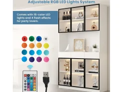 Vitrine 120x36x200 cm com LED - 6 portas de vidro e 3 gavetas - Branco