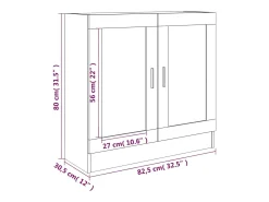Vitrine 82,5x30,5x80 cm derivados madeira cinzento sonoma