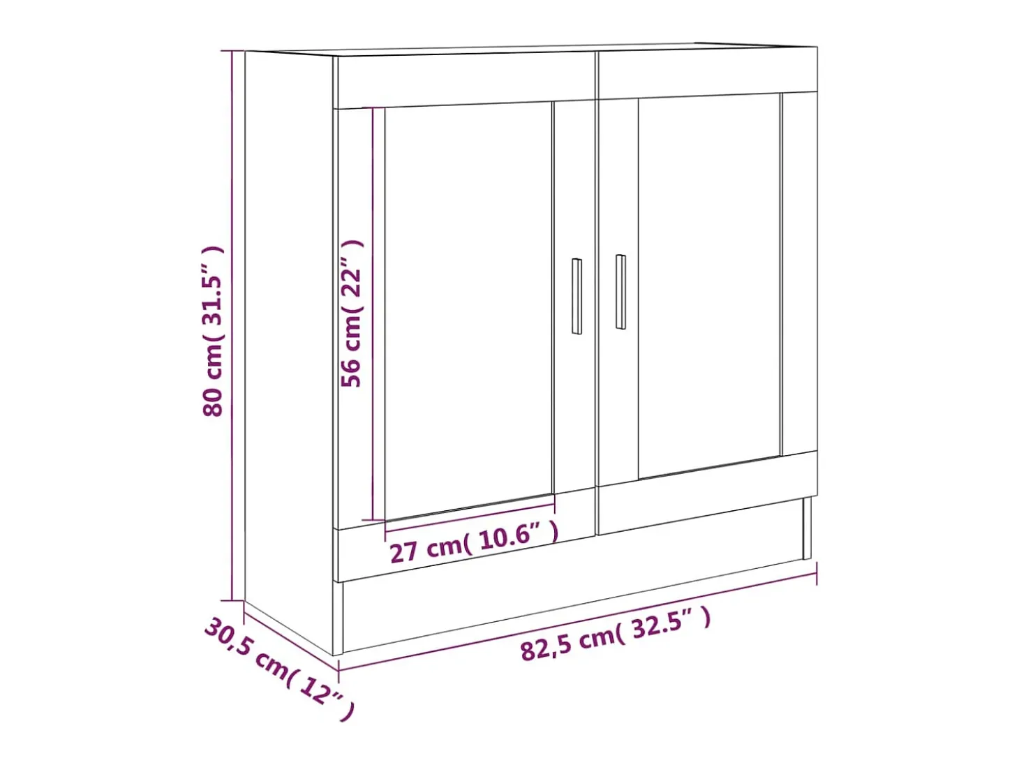 Vitrine 82,5x30,5x80 cm derivados madeira cinzento sonoma