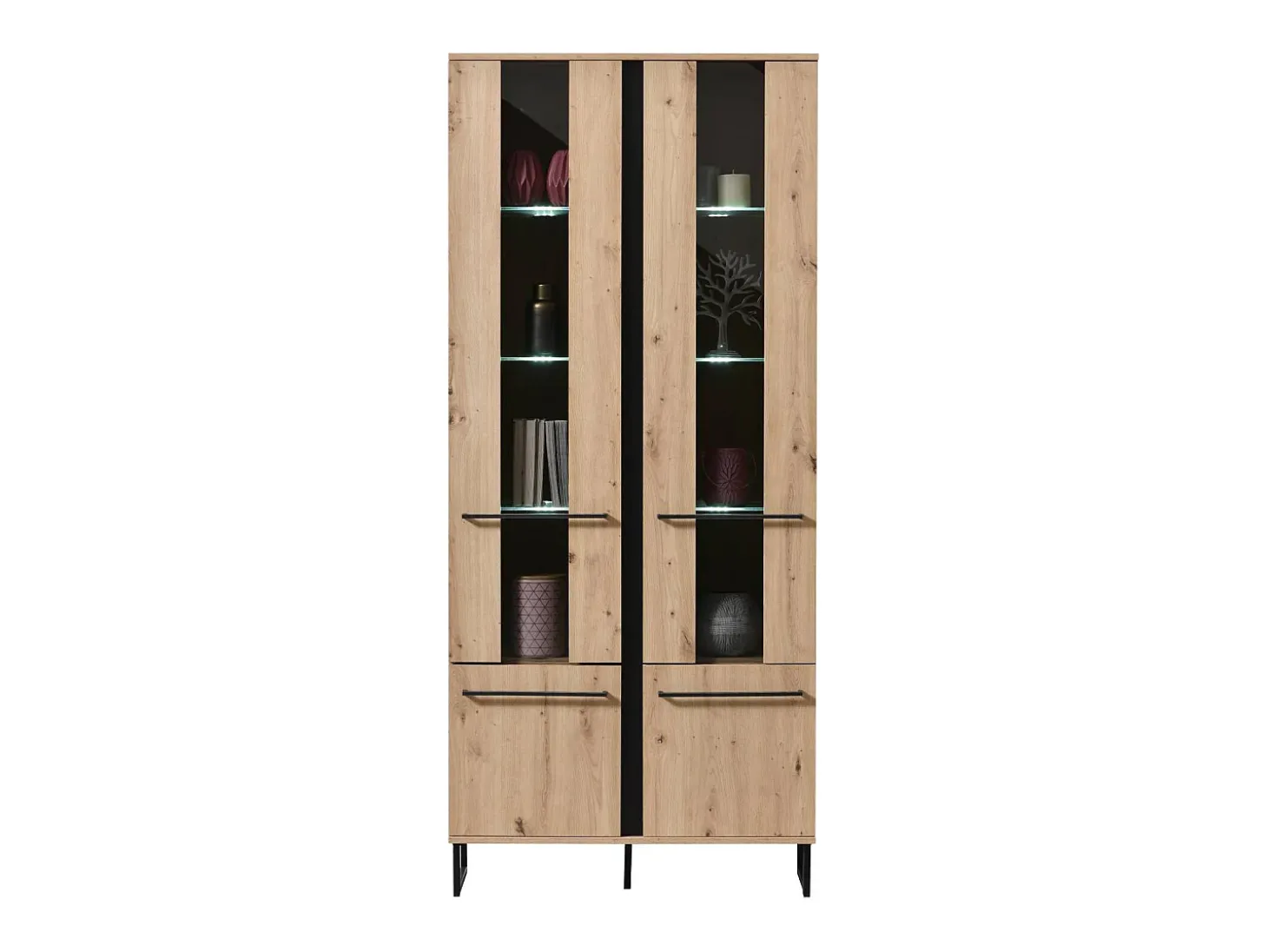 Vitrine 84,5x193x35 cm Natural Preto