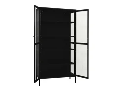 Vitrine 90x40x180 cm vidro temperado e aço preto