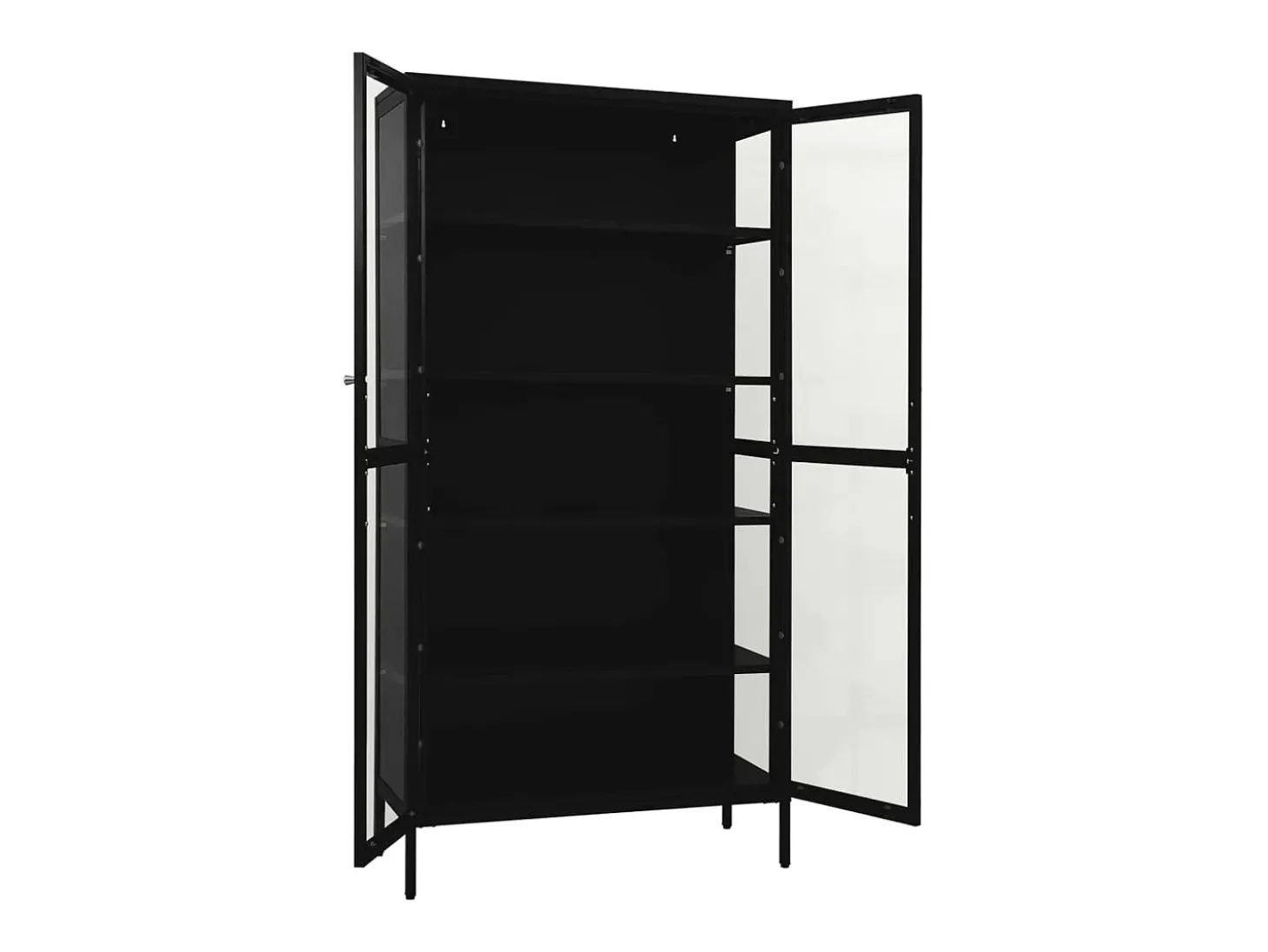 Vitrine 90x40x180 cm vidro temperado e aço preto