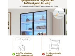 Vitrine 70x30x200cm - com 1 gaveta e 4 portas - com iluminação LED - painéis de partículas - branco