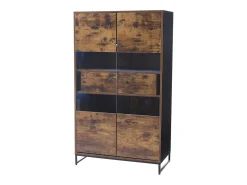 Vitrine 80x40x138cm - com iluminação LED - com 2 gavetas e 2 portas - com painel acrílico - marrom
