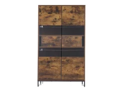Vitrine 80x40x138cm - com iluminação LED - com 2 gavetas e 2 portas - com painel acrílico - marrom