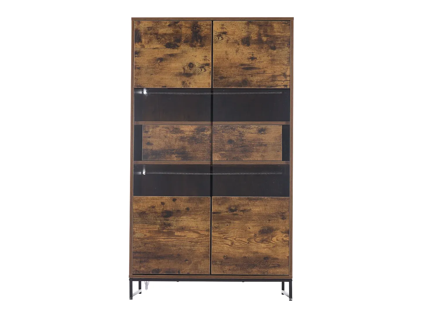 Vitrine 80x40x138cm - com iluminação LED - com 2 gavetas e 2 portas - com painel acrílico - marrom