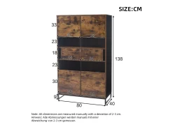Vitrine 80x40x138cm - com iluminação LED - com 2 gavetas e 2 portas - com painel acrílico - marrom