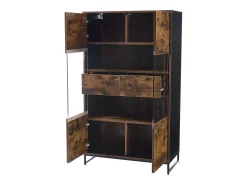 Vitrine 80x40x138cm com 2 portas e 2 gavetas em acrílico, LED incluso, corpo nas cores marrom e preto