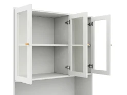 Vitrine/estante de vidro 100×35×200 cm - con iluminação LED - prateleiras abertas e 6 portas - MDF - branco