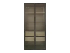 Vitrine、Móveis de casa de banho com LED - 2 gavetas grandes e 2 portas de vidro - Natural