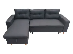 WADE Sofá cama de canto de 3 lugares cinzento antracite