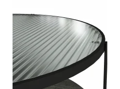 Wainwright | Mesa de apoio em vidro e 1 prateleira em Black Oak Look
