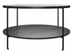 Wainwright | Mesa de apoio em vidro e 1 prateleira em Black Oak Look