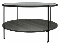 Wainwright | Mesa de apoio em vidro e 1 prateleira em Black Oak Look