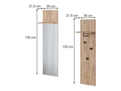 Wandgarderobe carvalho goldkraft 36x21.6x135 siri