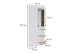 Wandgarderobe branco/carvalho 70x15x150 jochen