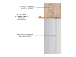 Wandgarderobe carvalho goldkraft 36x21.6x135 siri