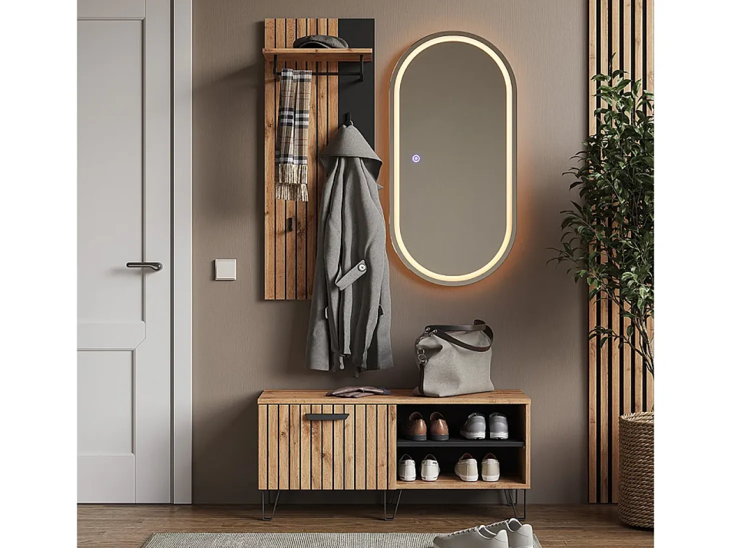 Wandgarderobe carvalho wotan 43x26.6x110 amber