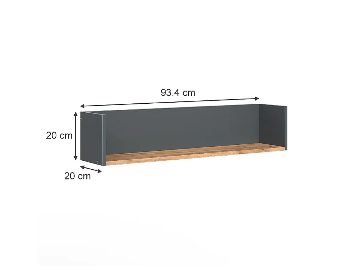 Wandregal carvalho antracite/goldkraft 93.4x20x20 viktor