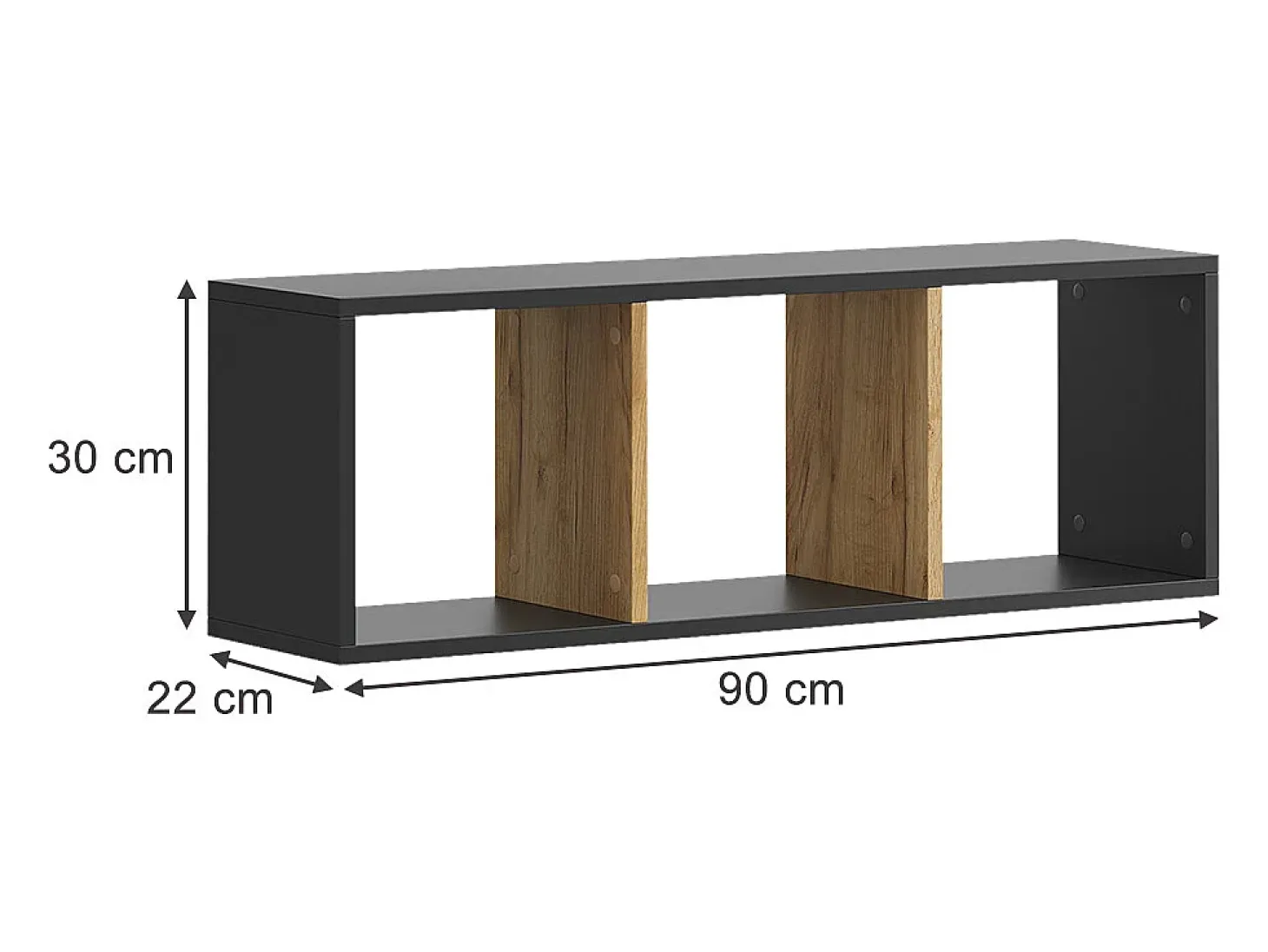 Wandregal carvalho antracite/goldkraft 90x22x30 tomy