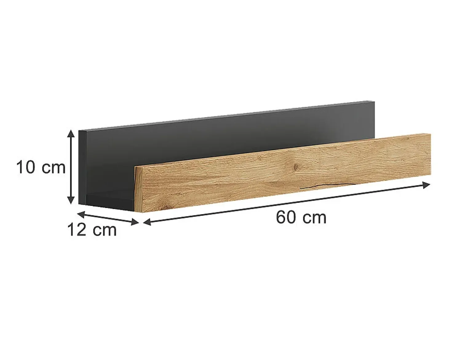 Wandregal carvalho antracite/goldkraft 60x12x10 tomy