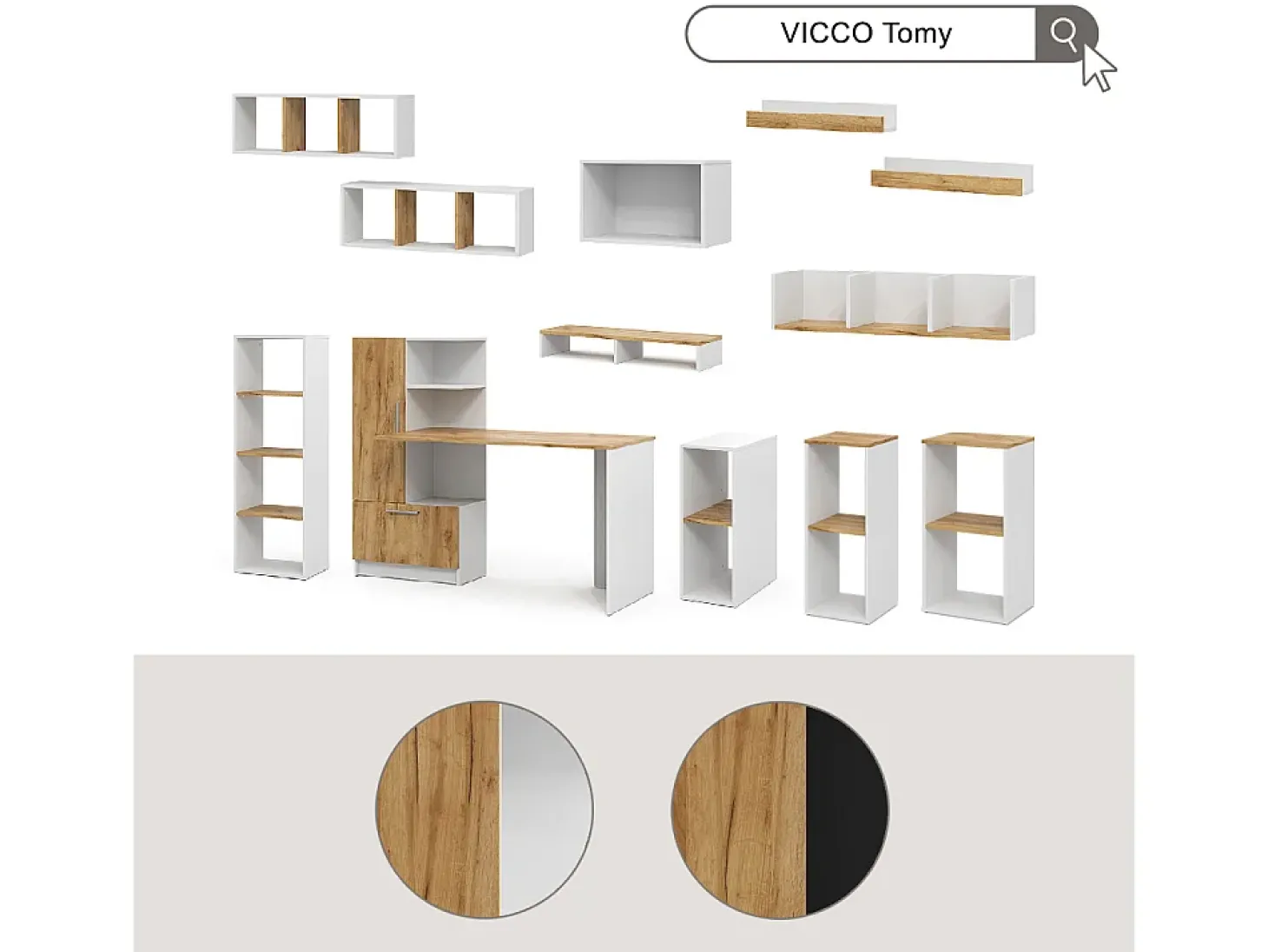 Wandregal carvalho branco/dourado 60x12x10 tomy