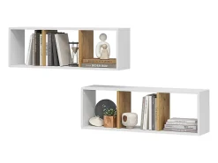Wandregal carvalho branco/dourado 90x22x30 tomy