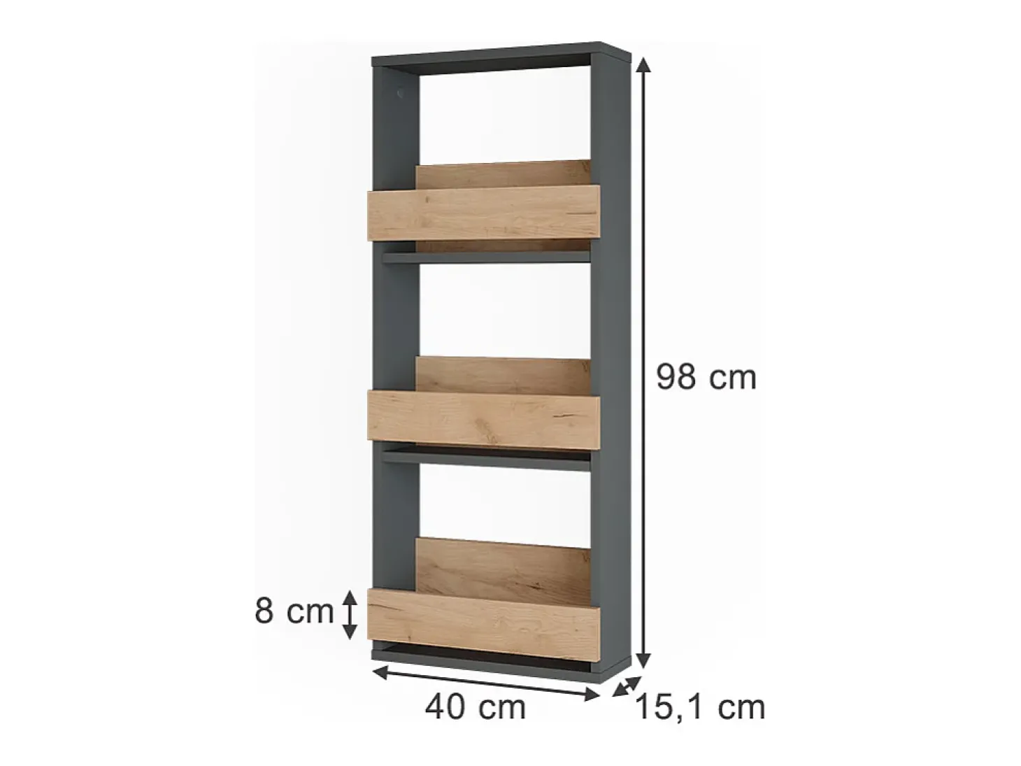 Wandregal carvalho goldkraft/antracite 40x15.1x98 repose