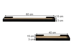 Wandregal preto/carvalho 60x15x3 erni