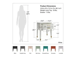 Westerleigh | Mesa de apoio com 2 gavetas em MDF Rosa