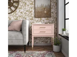 Westerleigh | Mesa de apoio com 2 gavetas em MDF Rosa