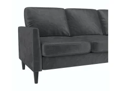 Winston | Sofá 3 Lugares com Chaise Lounge em Veludo Cinzento
