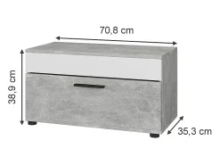 Wohnzimmerschrank concreto/branco 70.8x35.3x38.9 berno