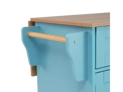 129x46x91,5cm Carrinho de cozinha, carrinho de sala de jantar, bancada dobrável, armário de arrumação, azul