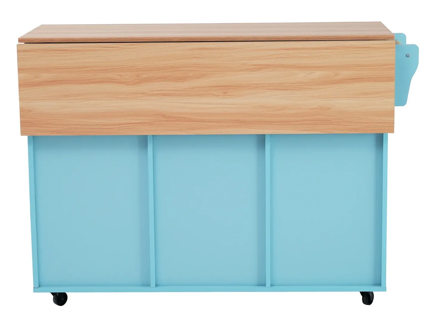 129x46x91,5cm Carrinho de cozinha, carrinho de sala de jantar, bancada dobrável, armário de arrumação, azul